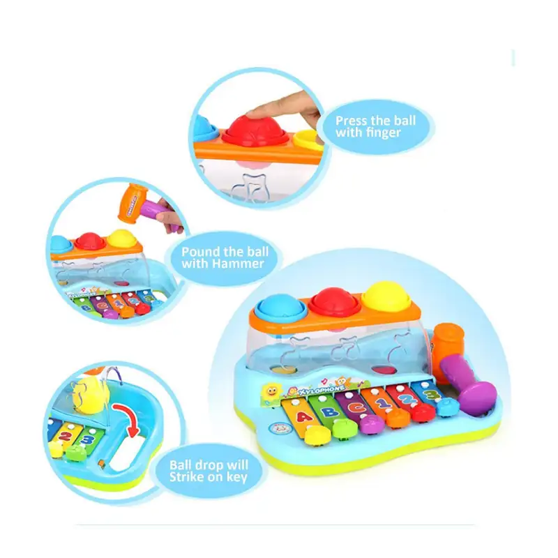 Jucarie muzicala colorata cu xilofon si ciocanel educativ