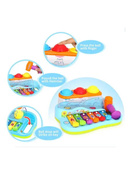 Jucarie muzicala colorata cu xilofon si ciocanel educativ