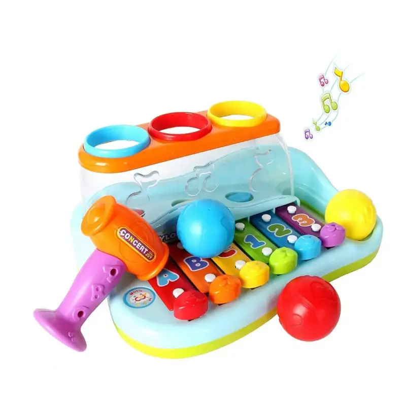 Jucarie muzicala colorata cu xilofon si ciocanel educativ