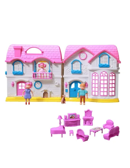 Casuta de papusi cu 13 accesorii, lumini si sunete red-mag.ro