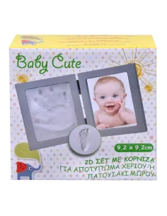 Kit amprenta 2D mulaj bebe + rama foto din lemn 9.2 x 9.2 cm