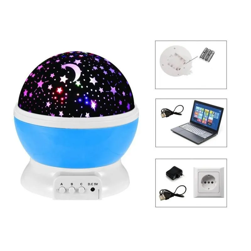 Proiector rotativ cu stele si luna - cu functie de rotatie la