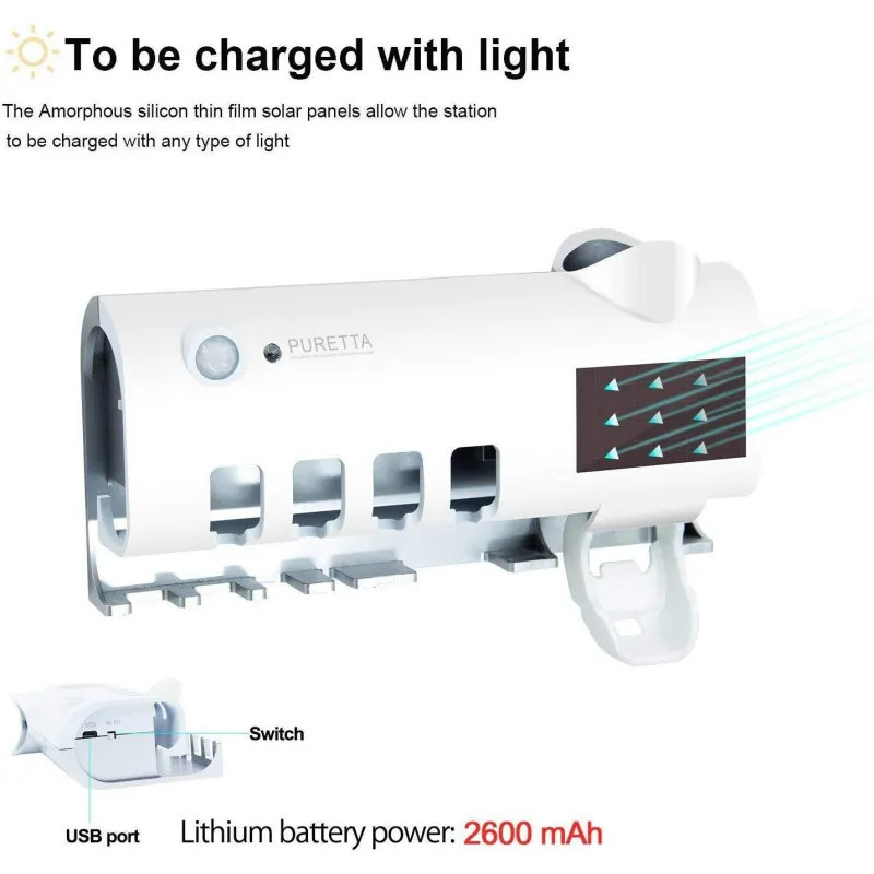 Dozator pentru pasta de dinti cu alimentare solara si