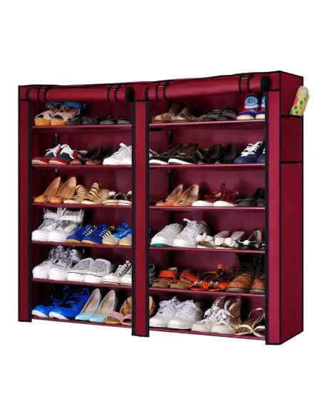 Dulap de pantofi textil dublu, 12 rafturi, 36 de perechi de