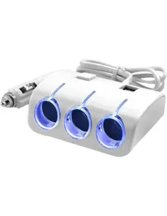 Adaptor auto cu 2 x USB si 3 x intrari, 12/24V, alb red-mag.ro