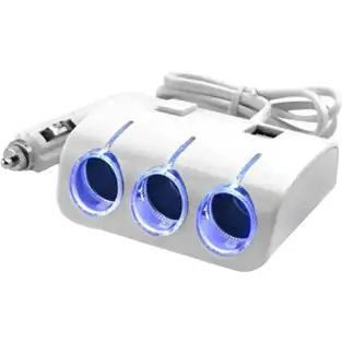 Adaptor auto cu 2 x USB si 3 x intrari, 12/24V, alb red-mag.ro