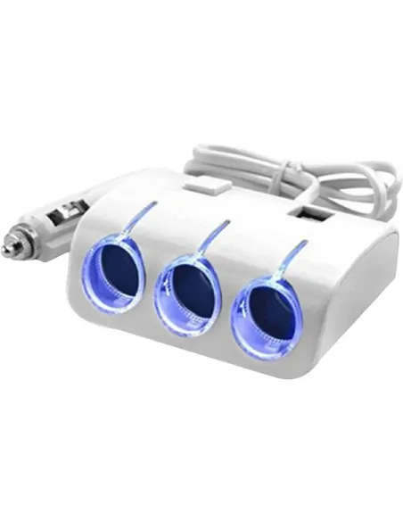 Adaptor auto cu 2 x USB si 3 x intrari, 12/24V, alb red-mag.ro