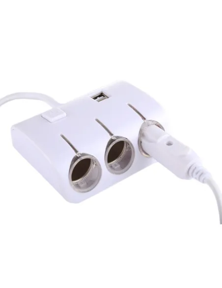 Adaptor auto cu 2 x USB si 3 x intrari, 12/24V, alb red-mag.ro