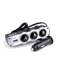 Priza tripla + USB pentru bricheta auto red-mag.ro