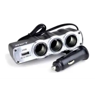 Priza tripla + USB pentru bricheta auto red-mag.ro