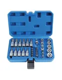 Trusa chei tubulare profil e biti torx, 34 piese, 3/8 inch
