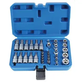 Trusa chei tubulare profil e biti torx, 34 piese, 3/8 inch