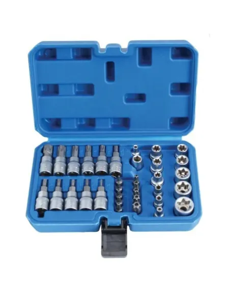 Trusa chei tubulare profil e biti torx, 34 piese, 3/8 inch