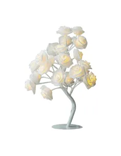 Veioza trandafir cu 24 de leduri, alb/crem, 45 cm red-mag.ro