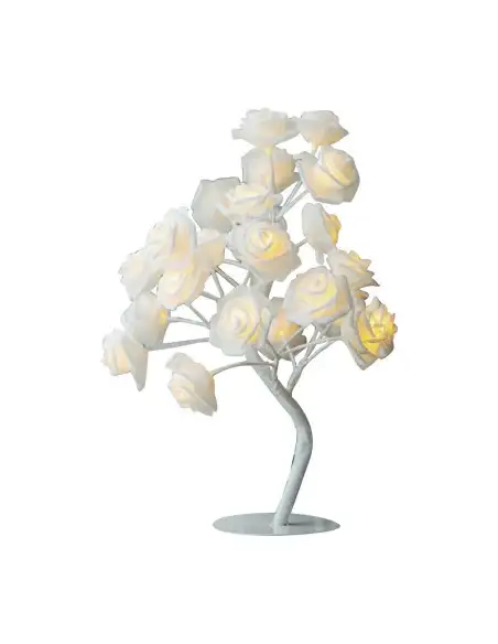 Veioza trandafir cu 24 de leduri, alb/crem, 45 cm red-mag.ro