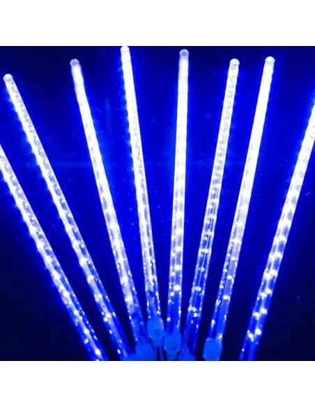Instalatie tub luminos tip meteorit, 30 cm, 6 tuburi, albastru