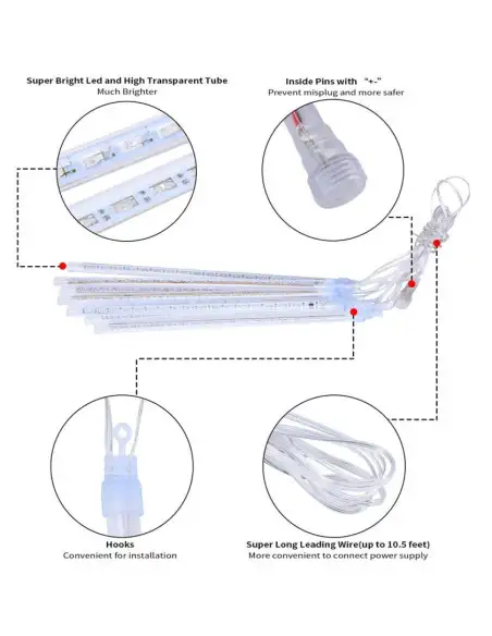 Instalatie tub luminos tip meteorit, 30 cm, 6 tuburi, albastru