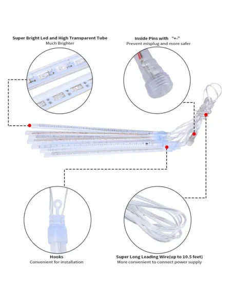 Instalatie tub luminos tip meteorit, 30 cm, 6 tuburi, albastru