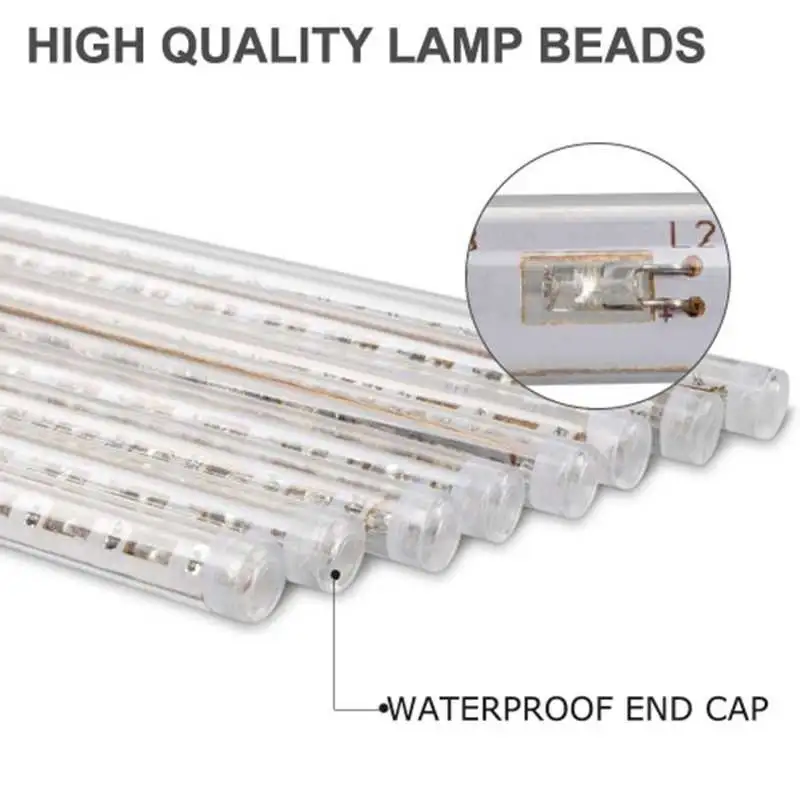 Instalatie tub luminos tip meteorit, 50 cm, 8 tuburi, albastru