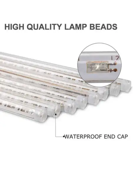 Instalatie tub luminos tip meteorit, 50 cm, 8 tuburi, albastru