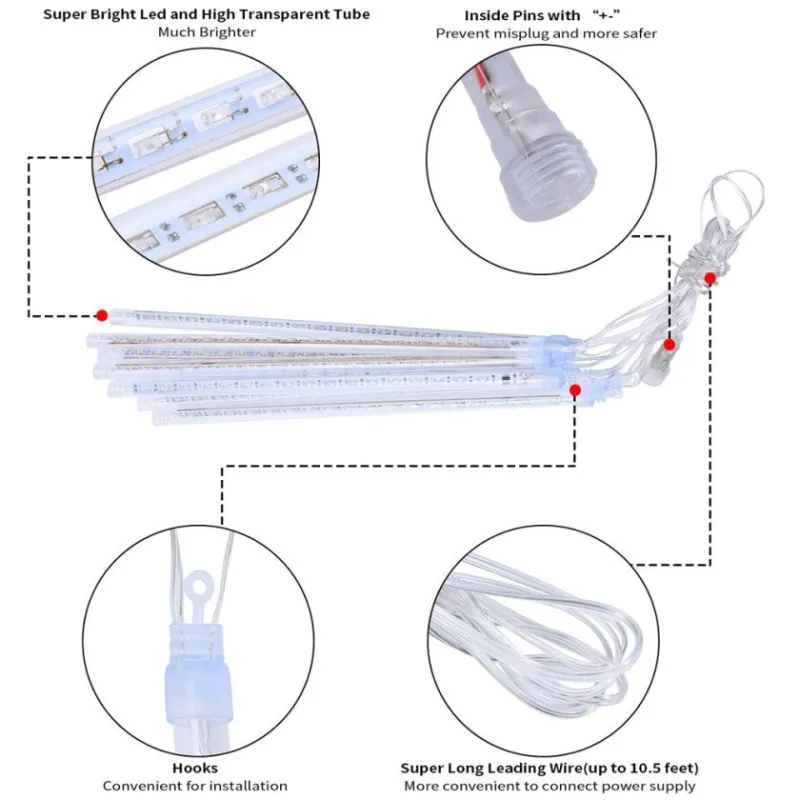 Instalatie tub luminos tip meteorit, 30 cm, 6 tuburi, albastru