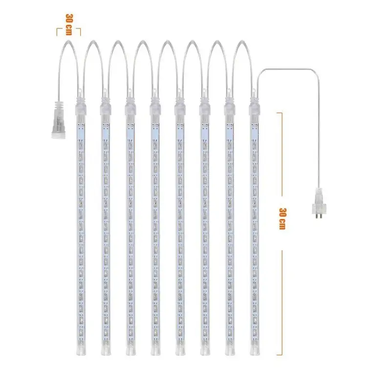 Instalatie tub luminos tip meteorit, 50 cm, 8 tuburi, albastru