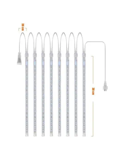 Instalatie tub luminos tip meteorit, 50 cm, 8 tuburi, albastru