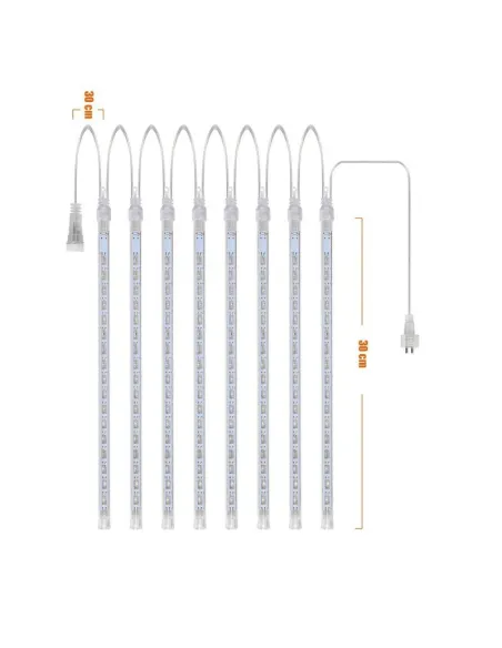 Instalatie tub luminos tip meteorit, 50 cm, 8 tuburi, albastru