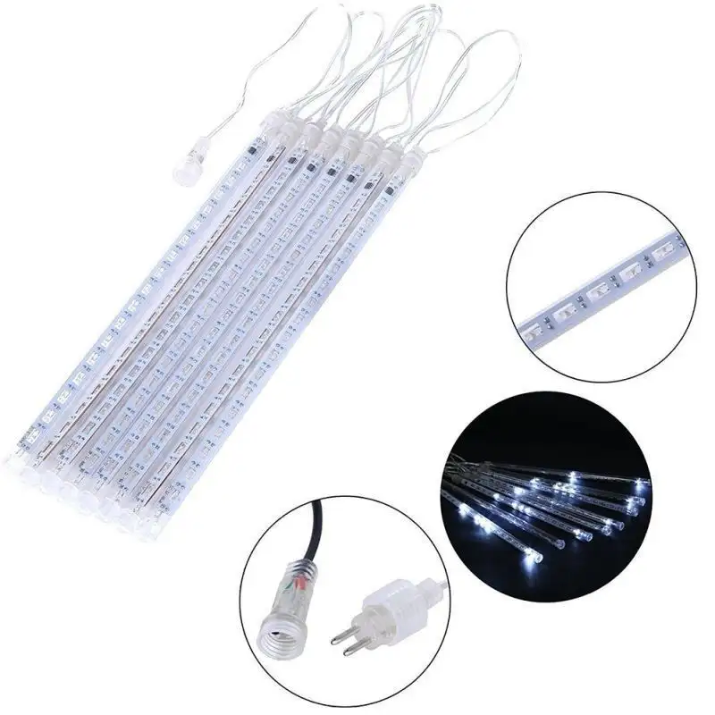 Instalatie tub luminos tip meteorit, 50 cm, 8 tuburi, albastru