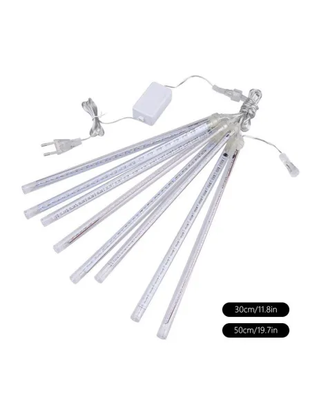 Instalatie tub luminos tip meteorit, 80 cm, 5 tuburi, albastru