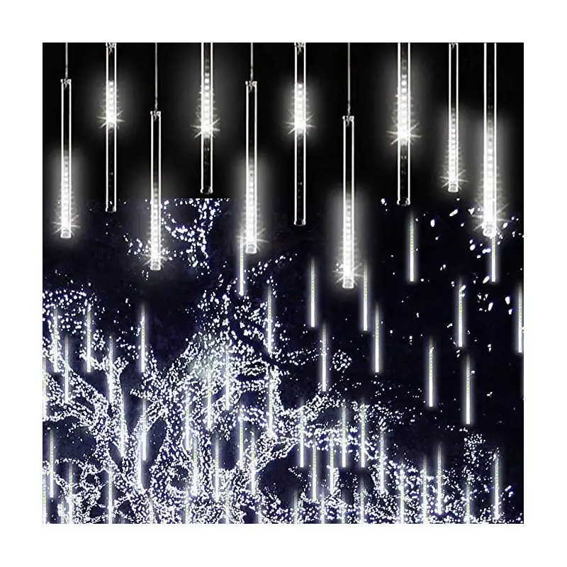 Instalatie tub luminos tip meteorit, 50 cm, 8 tuburi, albastru