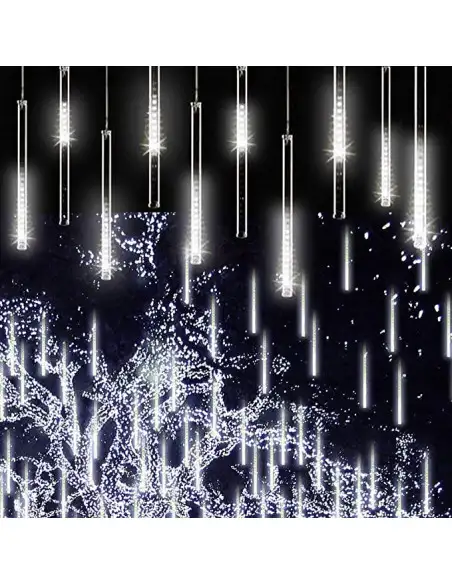 Instalatie tub luminos tip meteorit, 50 cm, 8 tuburi, albastru