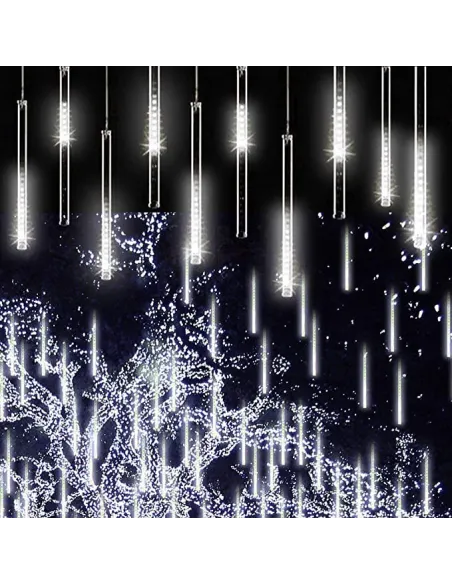 Instalatie tub luminos tip meteorit, 50 cm, 8 tuburi, albastru