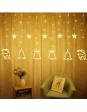 Instalatie Craciun - perdea luminoasa ploaie 12 figurine, alb