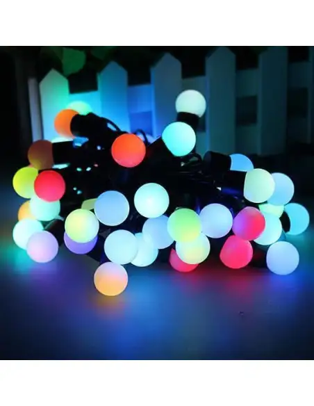 Instalatie multicolora cu globulete, 50 bulbi cherry red-mag.ro