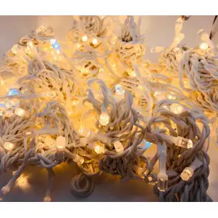 Instalatie ploaie exterior 3x3m alb cald cu fir gros alb 2