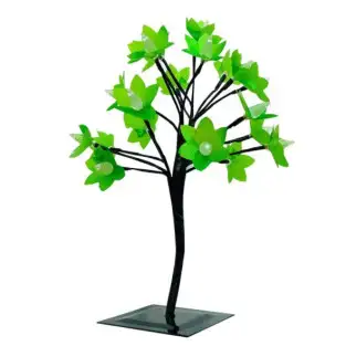 Copacel artificial de Craciun,20 LED, floricele verzi, schelet