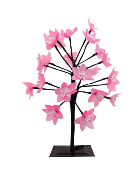 Copacel artificial de Craciun,20 LED, floricele roz, schelet