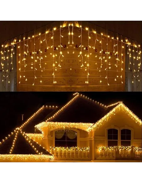 Instalatie 12 metri,ALB CALD, 300 LED-uri tip turturi