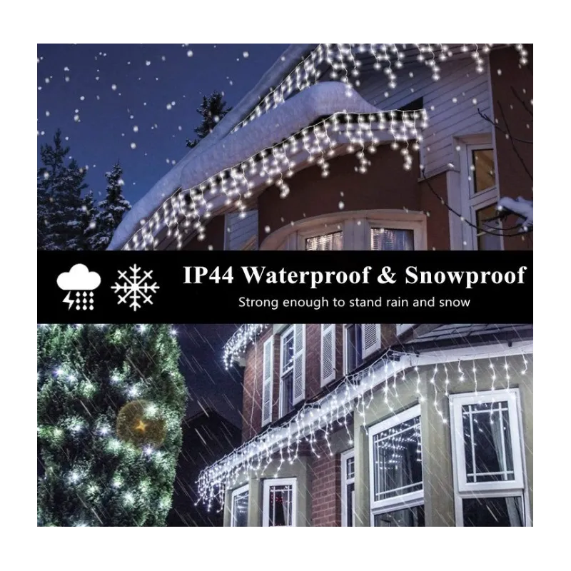 Instalatie 8 metri,ALB CALD 200 LED-uri tip turturi, franjuri