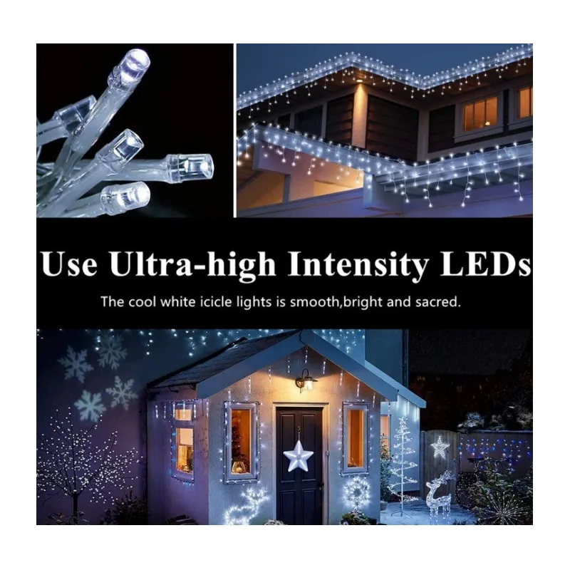 Instalatie 8 metri,ALB CALD 200 LED-uri tip turturi, franjuri