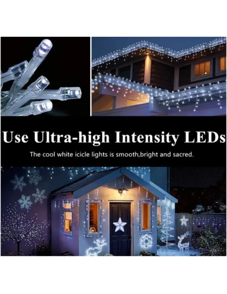 Instalatie 8 metri,ALB CALD 200 LED-uri tip turturi, franjuri