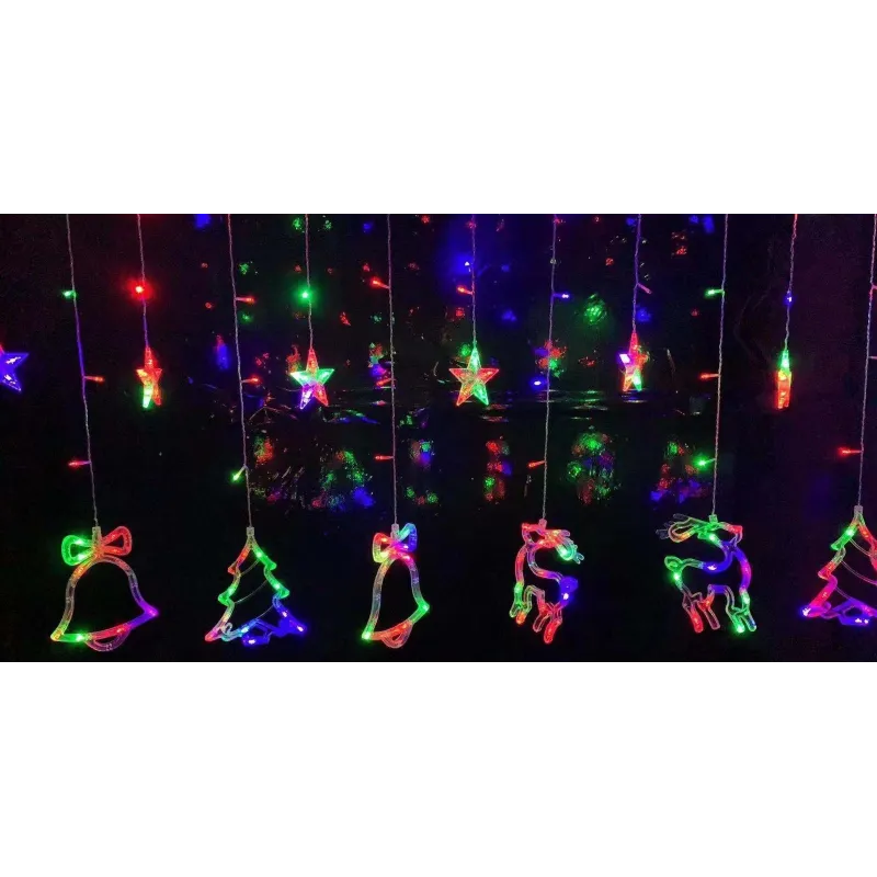 Instalatie Craciun - perdea luminoasa ploaie 12 figurine