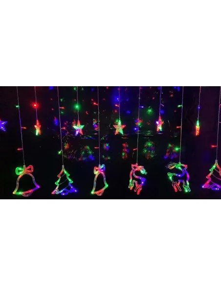 Instalatie Craciun - perdea luminoasa ploaie 12 figurine