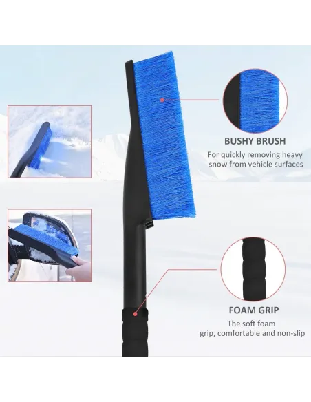 Racleta 2 in 1 gheata si perie zapada,maner cu burete, 60 cm