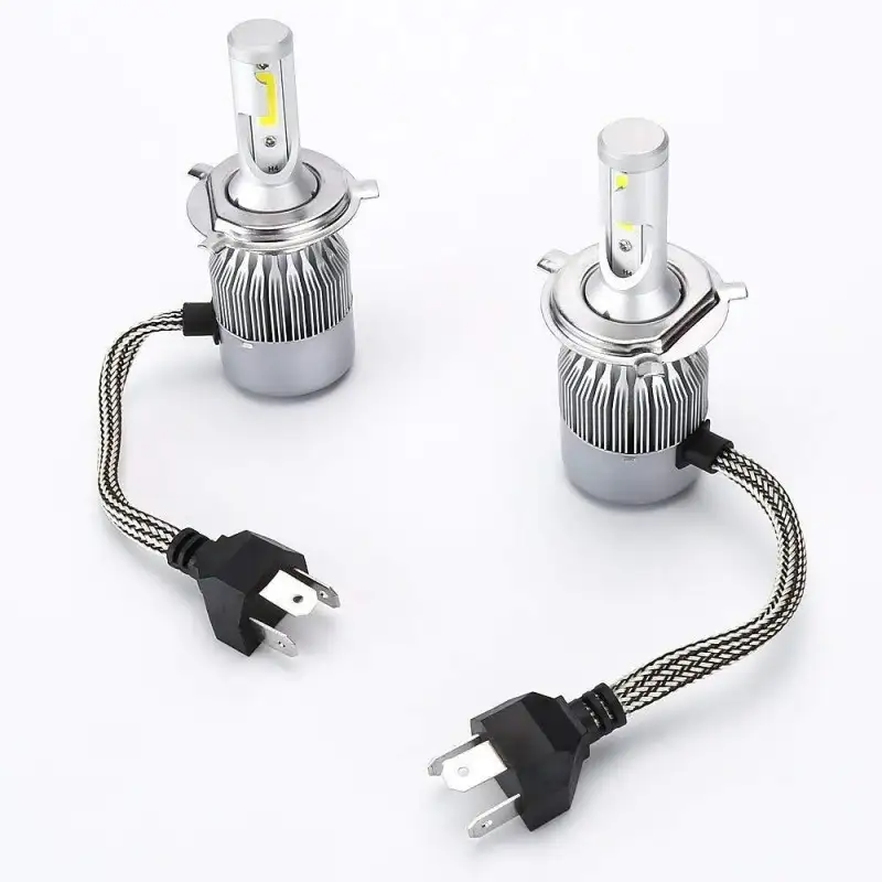 Set 2 becuri auto LED C6 H4 6000K cu 2 faze red-mag.ro