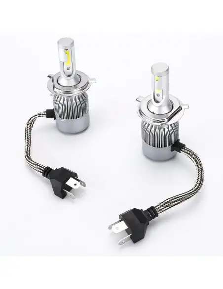 Set 2 becuri auto LED C6 H4 6000K cu 2 faze red-mag.ro