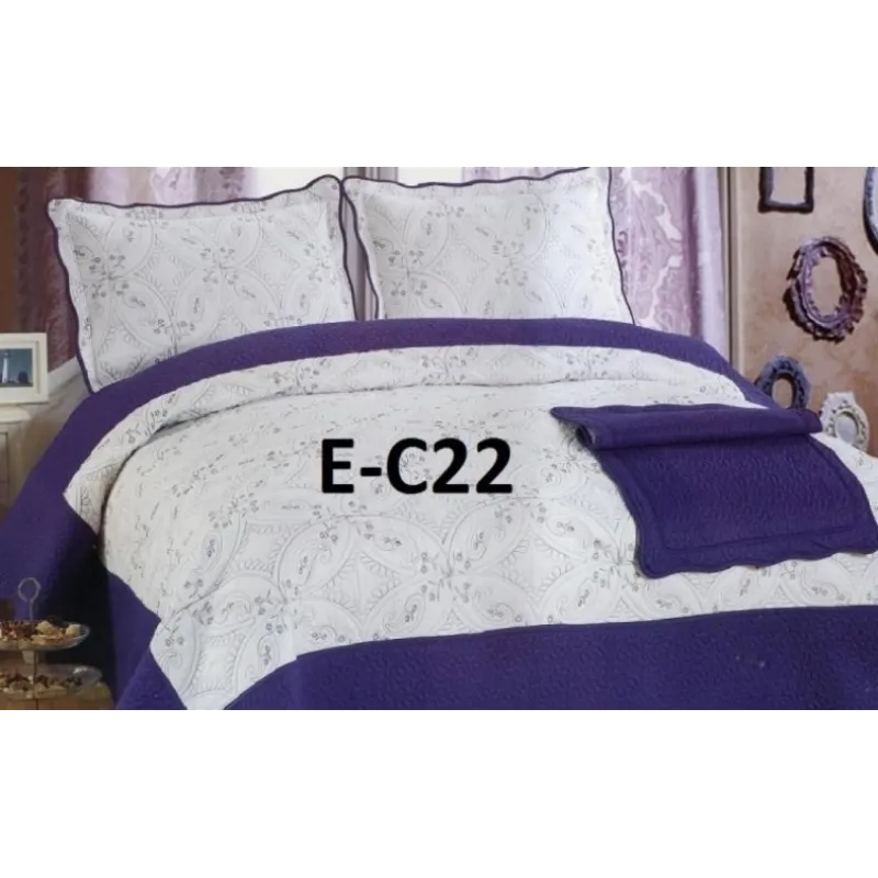 Cuvertura de pat Luxury + 2 fete de perna din bumbac brodat
