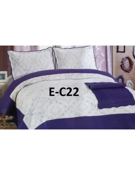 Cuvertura de pat Luxury + 2 fete de perna din bumbac brodat