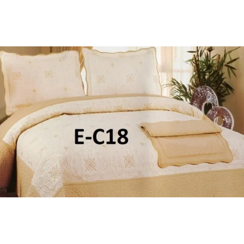 Cuvertura de pat Luxury + 2 fete de perna din bumbac brodat